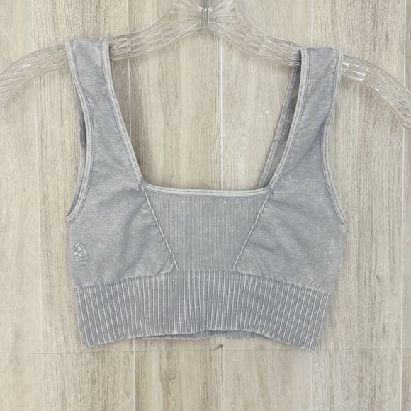 Free People FP Movement Sports Bra Women Size 2XS/XS Gray Good Karma Square Neck - Picture 1 of 6